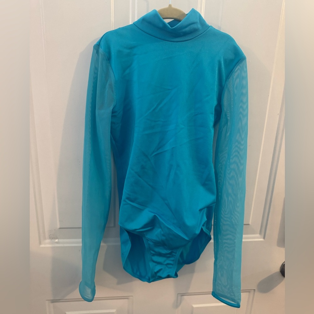 Blue Mesh Long Sleeve Bodysuit - LC